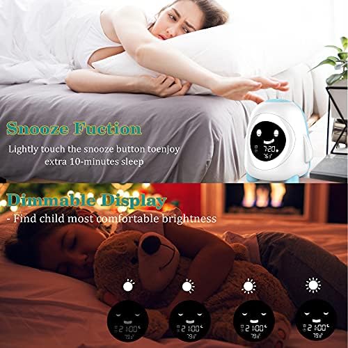 Wisoee Kids Alarm Clock with Night Light and Sound Machine