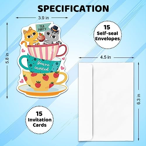 ERHACHAIJIA 15 Pc Cat Shaped Tea Party Invites