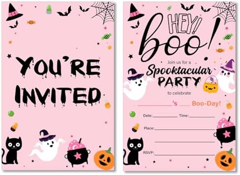 Pink Halloween Party Invitations Set of 20