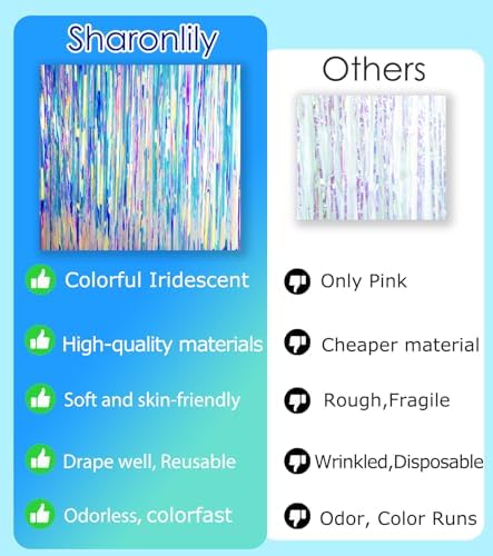 Gorgeous Holographic Iridescent Fringe Curtains 2 Pack