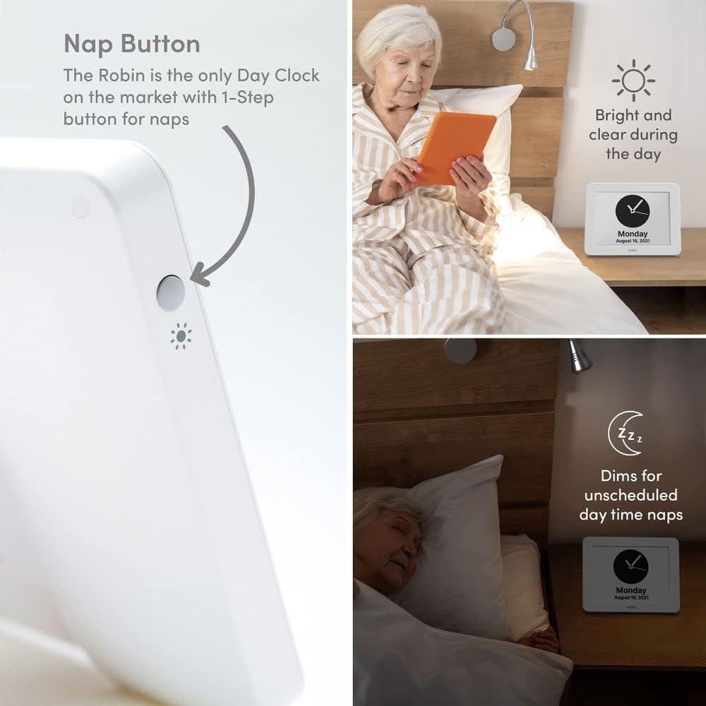 Robin Clock 2024 with Day and Date for Elderly