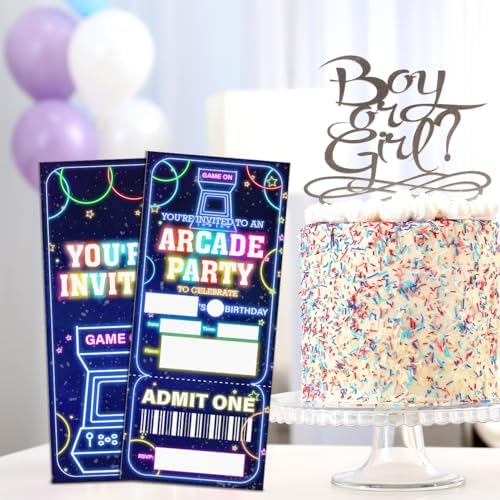 Arcade Party Invitations Set of 20 with Envelopes