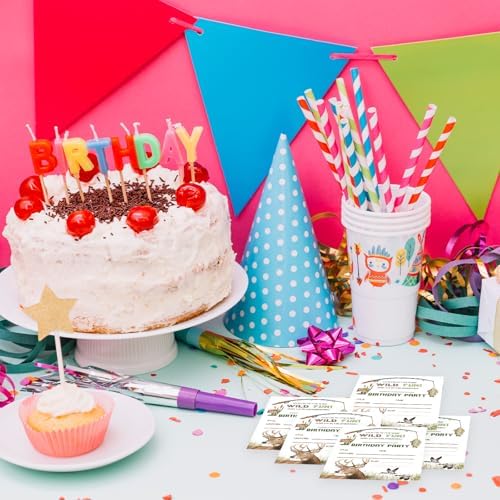 Wild Fun Birthday Invitations 20 Pack with Envelopes