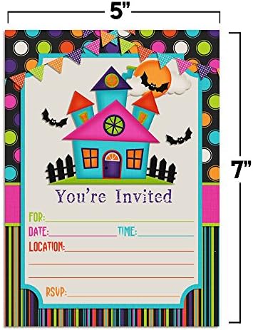 Colorful Haunted House Halloween Invitations 20 Piece Set