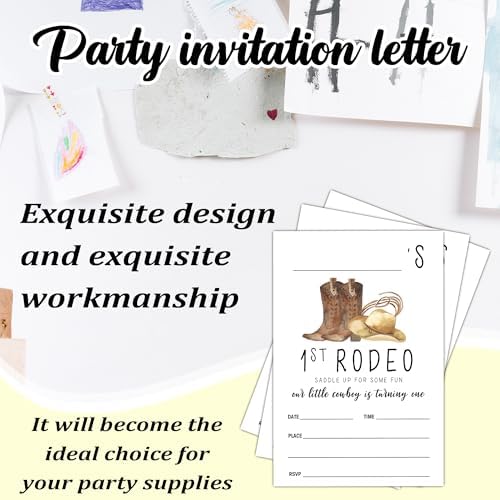 Geuro 1st Cowboy Birthday Invites for Boys Girls 4x6 Inch