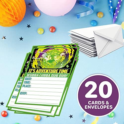 Set of 20 Anime Science Birthday Invites with Envelopes