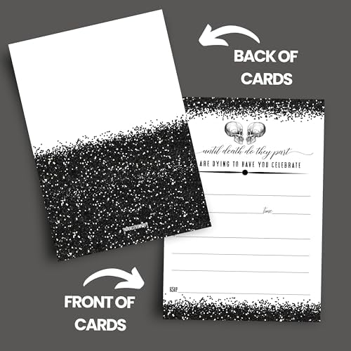 Glam Skull Halloween Invitations with Envelopes - 25 Pack