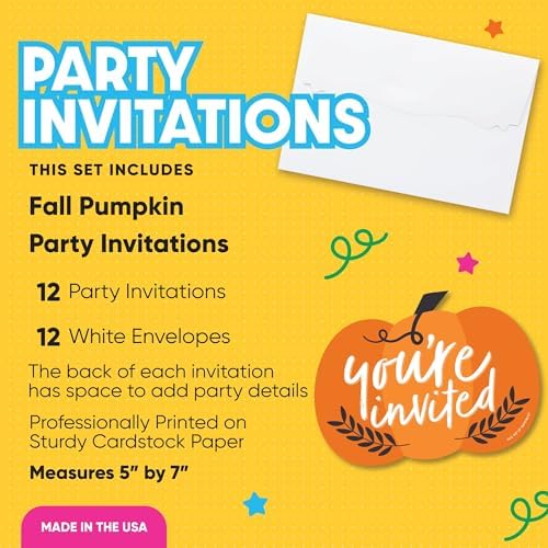 Big Dot of Happiness Fall Pumpkin Fill-In Invitations Set of 12