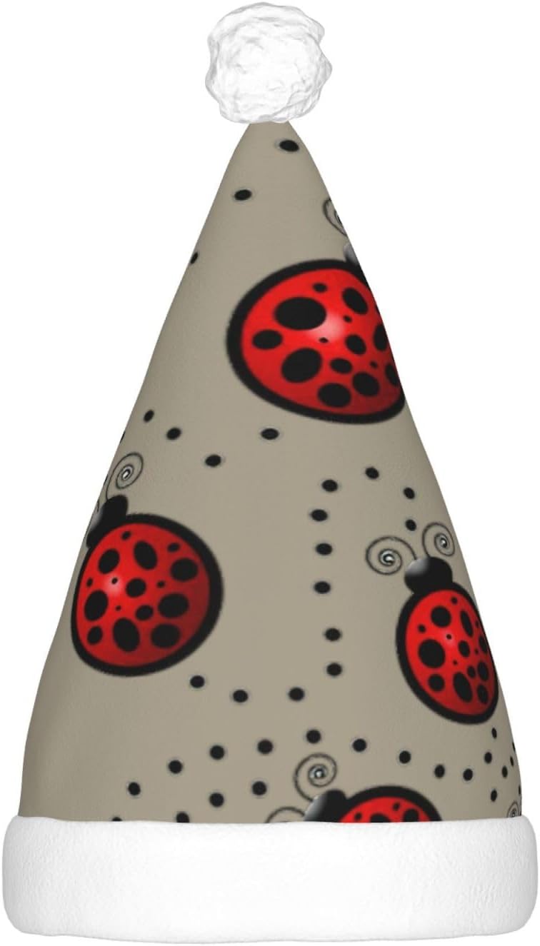Art Ladybug Tracks Print Christmas Hat with LED Lights