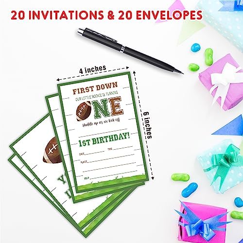 AWSICE Football Birthday Party Invitations 20 Pack with Envelopes