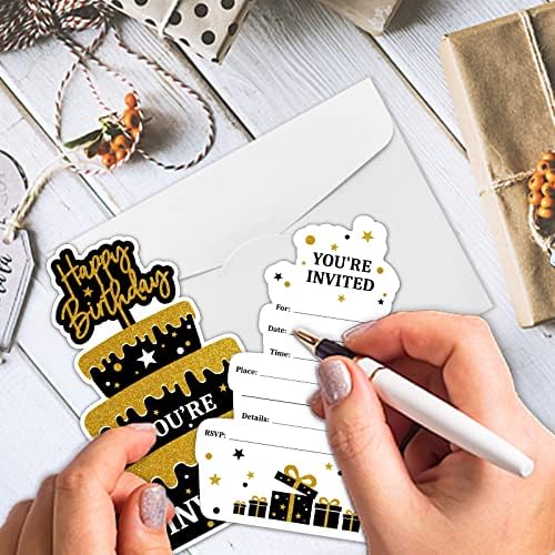 REWIDPARTY Birthday Invitations Set of 15 with Envelopes and Stickers