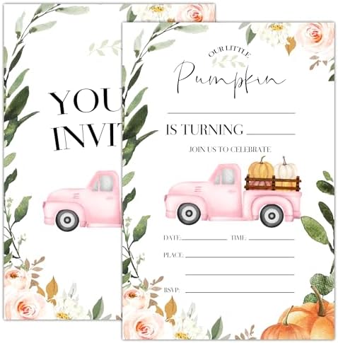 Pumpkin Party Invitations Halloween Birthday Decorations 4x6 Inch