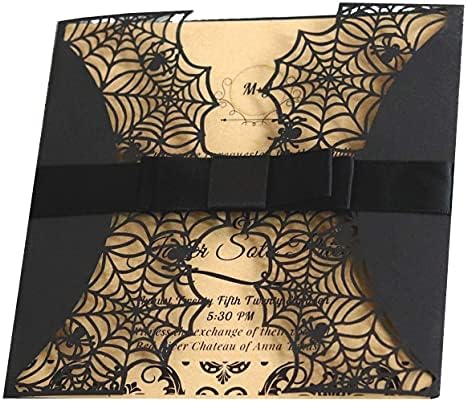 10Pcs Halloween Spiderweb Invitation Cards Black