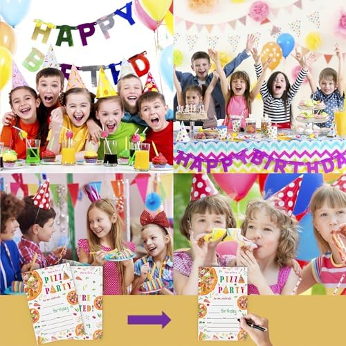 Qiwog Pizza Birthday Invitations With Envelopes 20 Pack