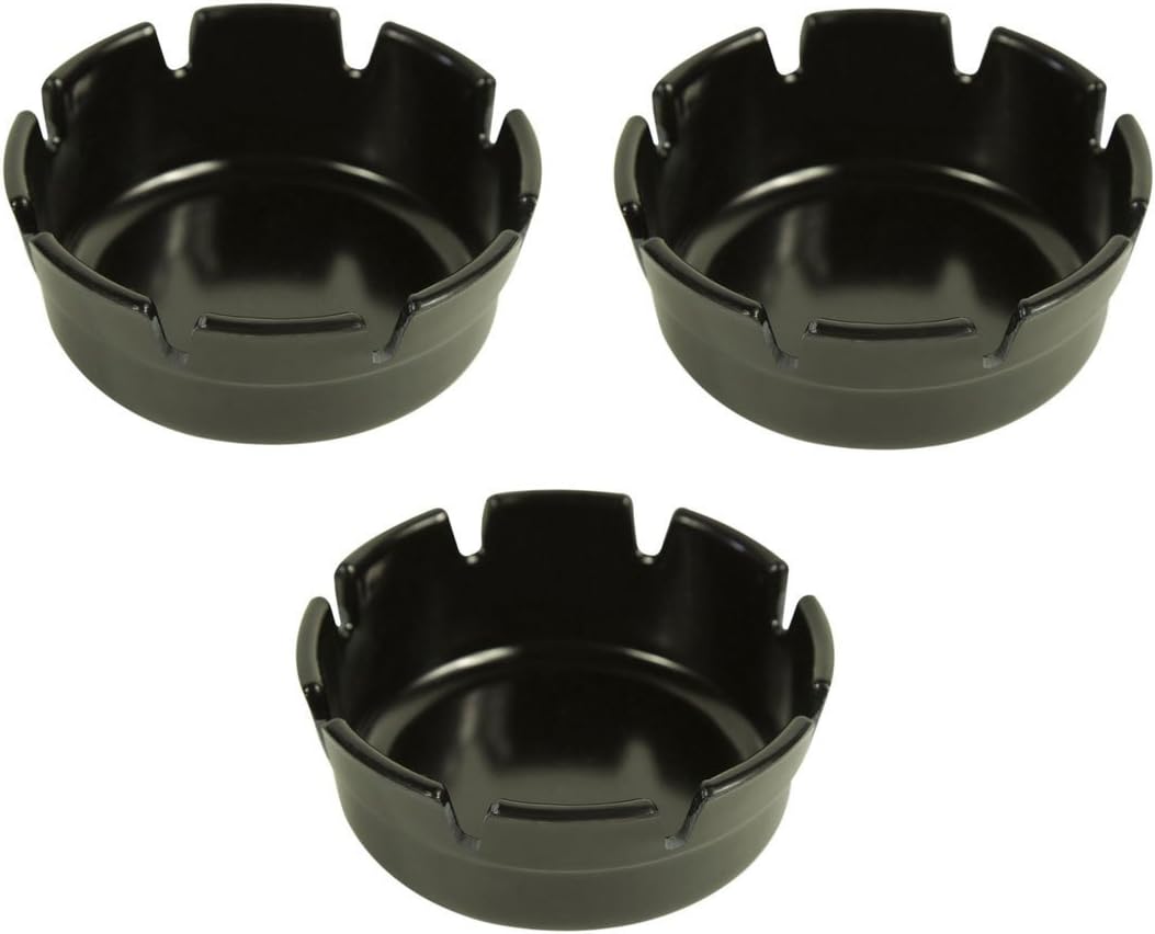 Set of Three Black Plastic Ashtrays 4 Inch Diameter