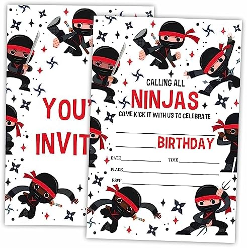 AWSICE Ninja Karate Birthday Invites 20 Cards
