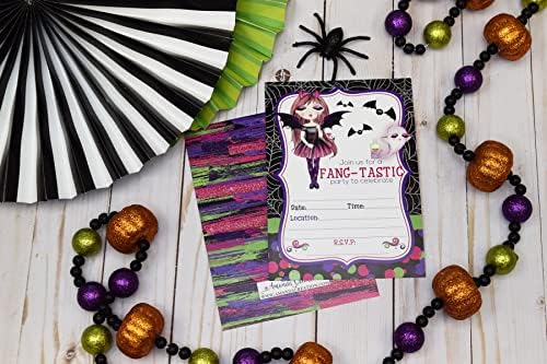 Fang-tastic Vampire Girl Halloween Party Invitations 20 pcs 5x7 Fill In Cards