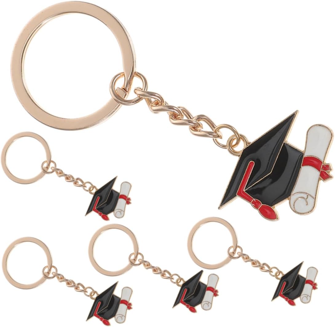 5pcs Zinc Alloy Graduation Cap Keychain Charms