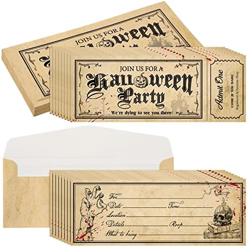 Woanger 50 Pcs Halloween Party Invitation Set with Envelopes Skull Design