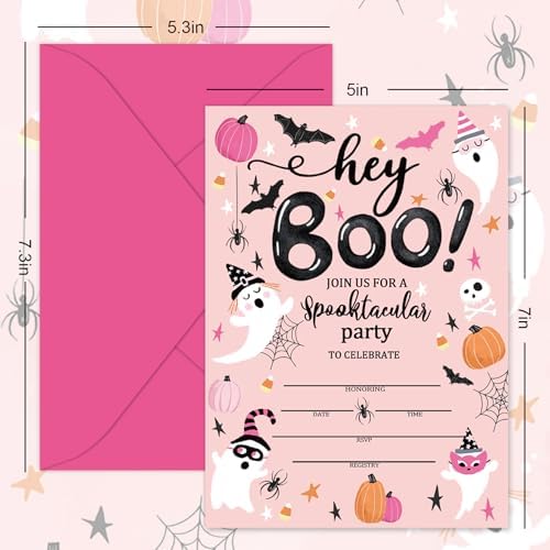 Whaline 25 Halloween Boo Invitations with Envelopes and Stickers