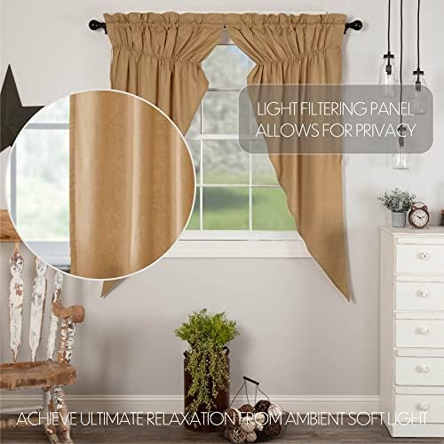 VHC Brands Flax Khaki Farmhouse Window Panels Set of 2