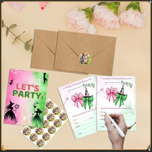15 Witch Themed Birthday Party Invitations Set