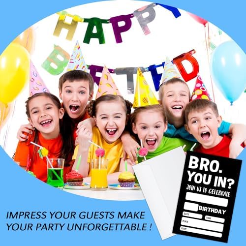 20 Boys Birthday Invitations with Envelopes