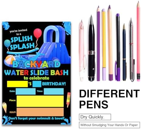 Waterslide Birthday Party Invitations Set of 20 with Envelopes