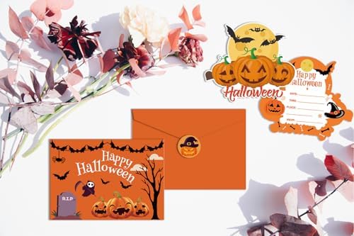 20 Halloween Party Invitations with Envelopes and Stickers
