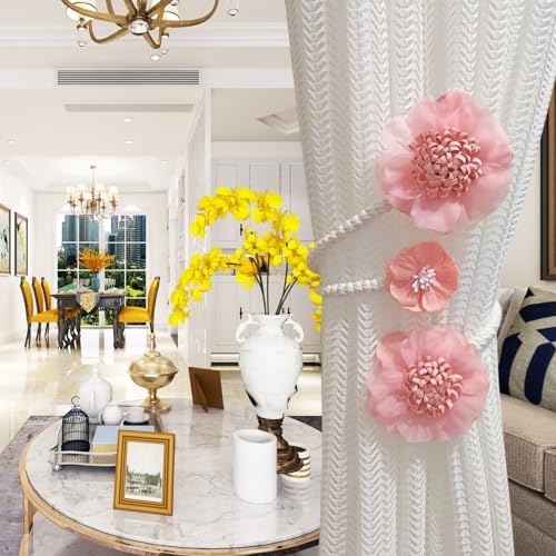 Boho Flower Curtain Tie Backs Cherry Blossom Design