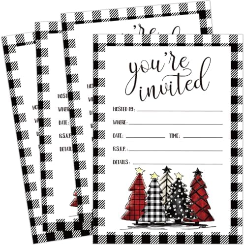 Whaline 25Pcs Christmas Party Invitations with Envelopes
