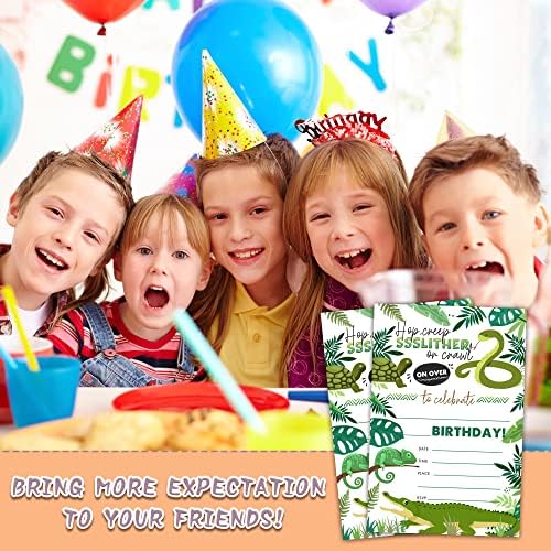 20 Count Snake Lizard Birthday Invites with Envelopes