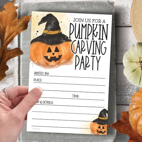 Pumpkin Carving Party Halloween Invitations 4x6