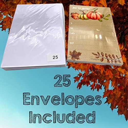 25 Pumpkin Fall Invitations With Envelopes