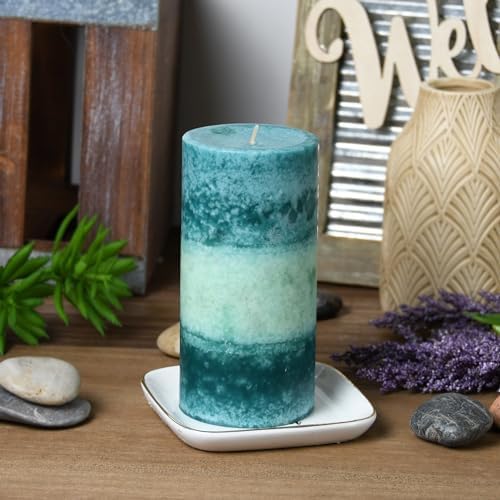 6 Inch Fresh Ocean Flowers Scented Pillar Candle 1