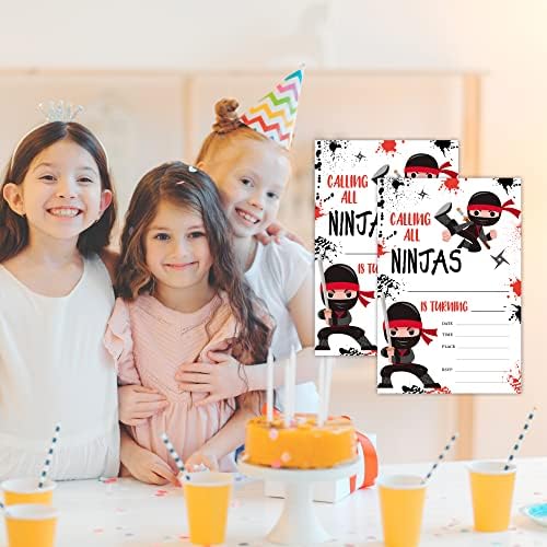 Ninja Warrior Birthday Invites With Envelopes Set of 20