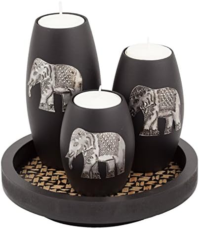 Iyara Craft Elephant Tealight Candle Holder Set 3
