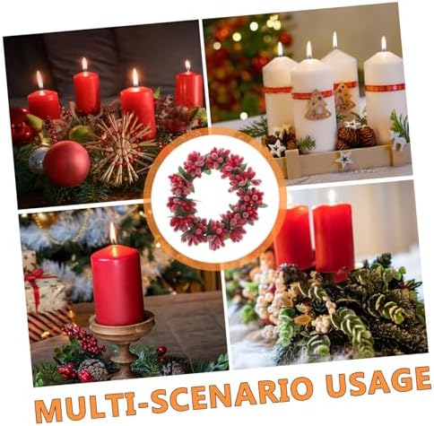 Cabilock Red Berries Pine Cones Candle Wreath Holiday Centerpiece