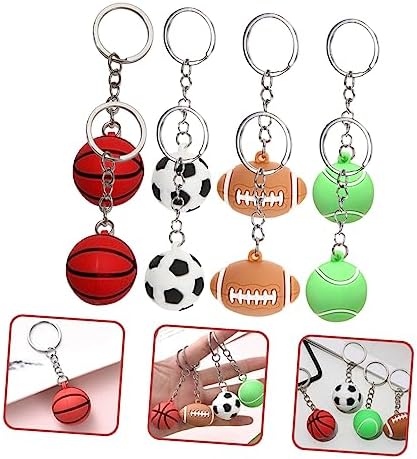 8pcs Sports Keychains Keyrings for Backpacks Luggage and School Bags