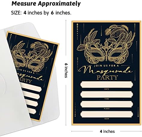 Masquerade Party Invitations 15 Card Set