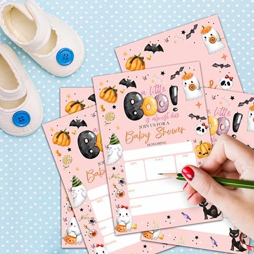 Baby Shower Invitations 4x6 A Little Boo Gender Reveal Party Cards 25 Pieces
