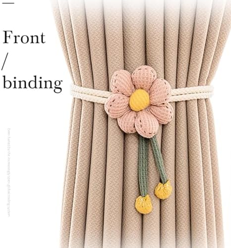 2pcs Boho Flower Curtain Holdbacks with Adjustable Straps