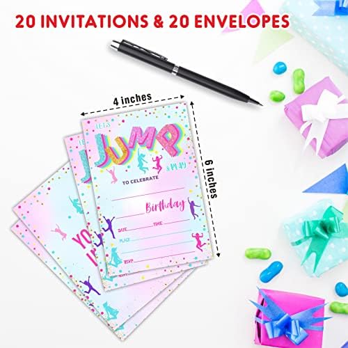 AWSICE Trampoline Fill-In Birthday Invites 20 Cards with Envelopes