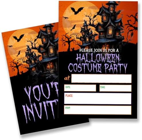 Halloween Costume Party Invitations with Envelopes Set of 20