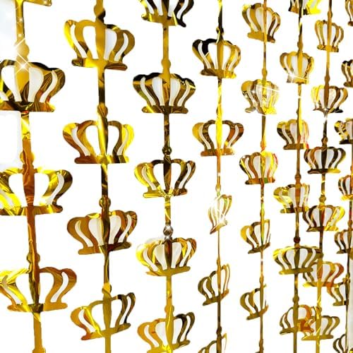 2 Pack Gold Crown Foil Curtains 32x65 Ft Photobooth Decor