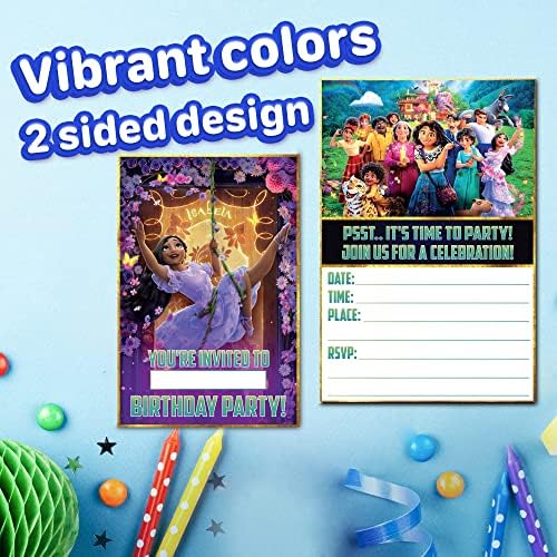 20 Piece Magical Family Birthday Invite Set - Lightweight Vibrant Easy to Fill