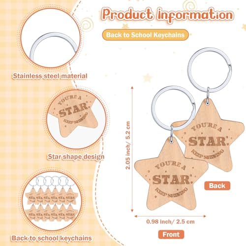 50 Back to School Gift Keychain Set with Cards and Bags
