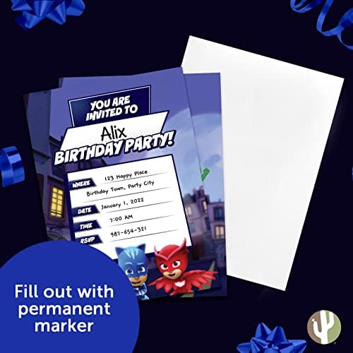Desert Cactus PJ Masks Party Invites 10 Count With Envelopes Style B