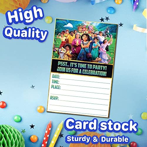 20 Piece Magical Family Birthday Invite Set - Lightweight Vibrant Easy to Fill