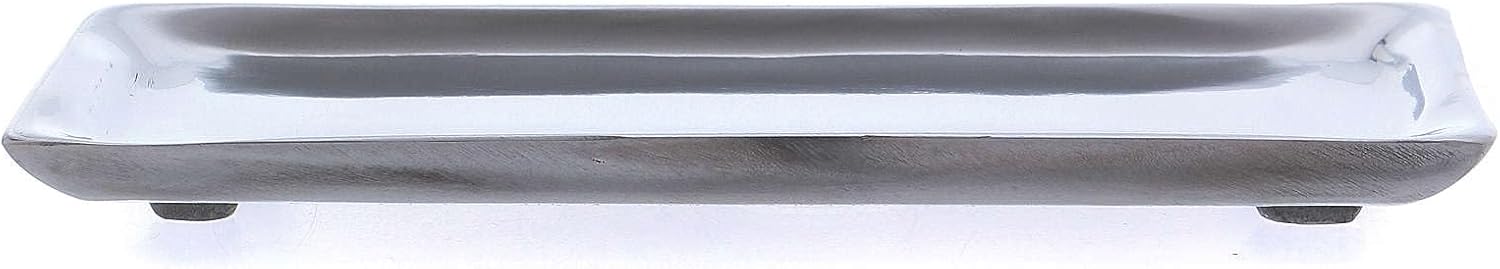 Silver-Plated Aluminium Rectangular Candle Holder Plate